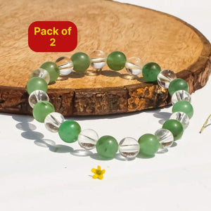 Green Aventurine & Clear Bracelet (Pack of 2)